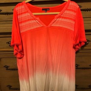 Hombre style Peach white T-shirt